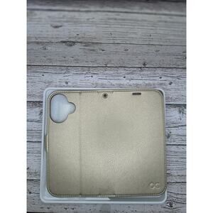 OCASE iPhone‎ 16 Case Wallet Folio Card Holder Kickstand Magnetic Closure Gold